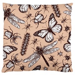 Vintage-drawn-insect-seamless-pattern Large Cushion Case (one Side) by Jancukart