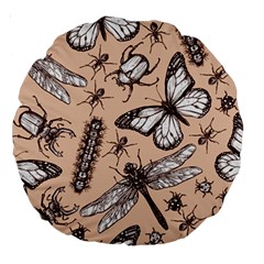 Vintage-drawn-insect-seamless-pattern Large 18  Premium Round Cushions