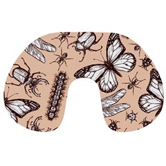 Vintage-drawn-insect-seamless-pattern Travel Neck Pillow