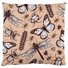 Vintage-drawn-insect-seamless-pattern Large Flano Cushion Case (two Sides)