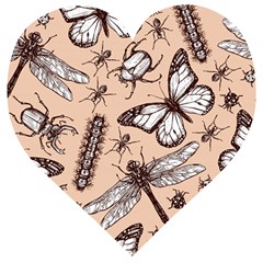 Vintage-drawn-insect-seamless-pattern Wooden Puzzle Heart by Jancukart