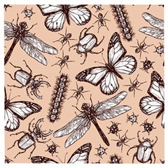 Vintage-drawn-insect-seamless-pattern Wooden Puzzle Square