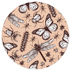 Vintage-drawn-insect-seamless-pattern Round Trivet