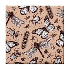 Vintage-drawn-insect-seamless-pattern Tile Coaster