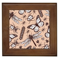 Vintage-drawn-insect-seamless-pattern Framed Tile