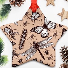 Vintage-drawn-insect-seamless-pattern Star Ornament (two Sides)