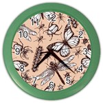 Vintage-drawn-insect-seamless-pattern Color Wall Clock Front