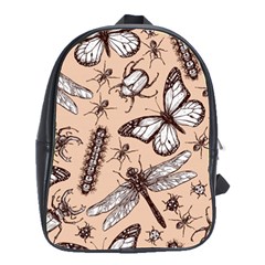 Vintage-drawn-insect-seamless-pattern School Bag (large)