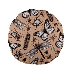 Vintage-drawn-insect-seamless-pattern Standard 15  Premium Flano Round Cushions