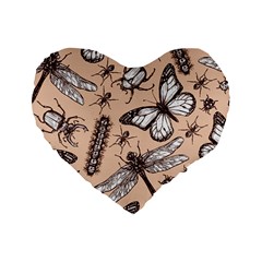 Vintage-drawn-insect-seamless-pattern Standard 16  Premium Flano Heart Shape Cushions