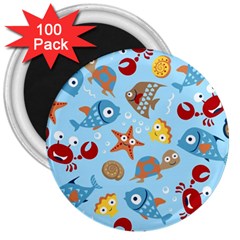 Seamless-pattern-funny-marine-animals-cartoon 3  Magnets (100 Pack)