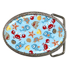 Seamless-pattern-funny-marine-animals-cartoon Belt Buckles