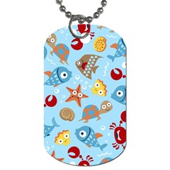 Seamless-pattern-funny-marine-animals-cartoon Dog Tag (two Sides) by Jancukart