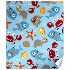 Seamless-pattern-funny-marine-animals-cartoon Canvas 20  X 24 