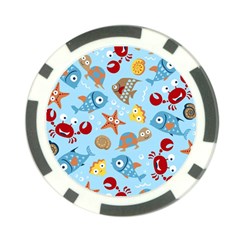 Seamless-pattern-funny-marine-animals-cartoon Poker Chip Card Guard