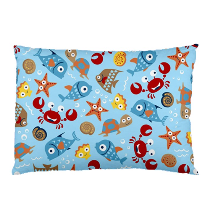 Seamless-pattern-funny-marine-animals-cartoon Pillow Case