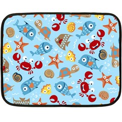 Seamless-pattern-funny-marine-animals-cartoon Double Sided Fleece Blanket (mini) 