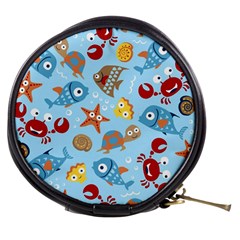 Seamless-pattern-funny-marine-animals-cartoon Mini Makeup Bag