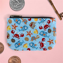 Seamless-pattern-funny-marine-animals-cartoon Mini Coin Purse