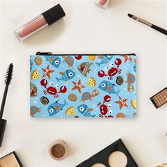 Seamless-pattern-funny-marine-animals-cartoon Cosmetic Bag (small)