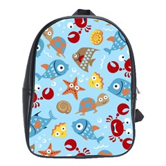 Seamless-pattern-funny-marine-animals-cartoon School Bag (large)