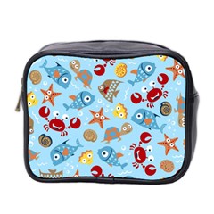 Seamless-pattern-funny-marine-animals-cartoon Mini Toiletries Bag (two Sides)