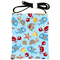 Seamless-pattern-funny-marine-animals-cartoon Shoulder Sling Bag