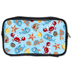 Seamless-pattern-funny-marine-animals-cartoon Toiletries Bag (one Side) by Jancukart