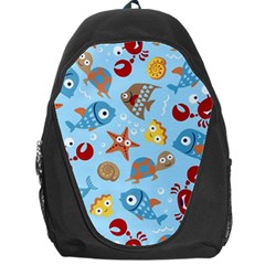 Seamless-pattern-funny-marine-animals-cartoon Backpack Bag