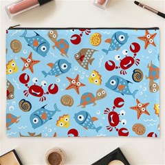 Seamless-pattern-funny-marine-animals-cartoon Cosmetic Bag (xxxl)