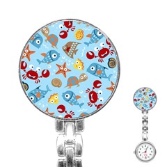 Seamless-pattern-funny-marine-animals-cartoon Stainless Steel Nurses Watch