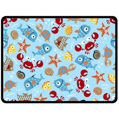 Seamless-pattern-funny-marine-animals-cartoon Double Sided Fleece Blanket (large) 