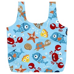 Seamless-pattern-funny-marine-animals-cartoon Full Print Recycle Bag (xl)