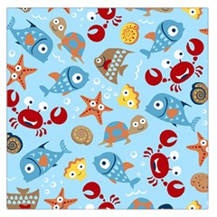 Seamless-pattern-funny-marine-animals-cartoon Square Satin Scarf (36  X 36 ) by Jancukart