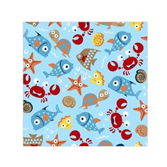 Seamless-pattern-funny-marine-animals-cartoon Square Satin Scarf (30  X 30 )