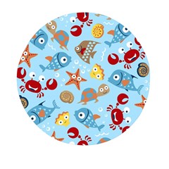 Seamless-pattern-funny-marine-animals-cartoon Mini Round Pill Box