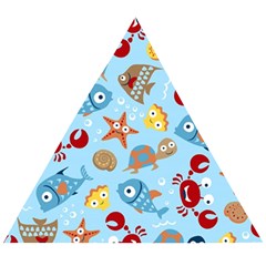 Seamless-pattern-funny-marine-animals-cartoon Wooden Puzzle Triangle by Jancukart