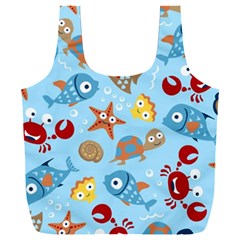 Seamless-pattern-funny-marine-animals-cartoon Full Print Recycle Bag (xxl)