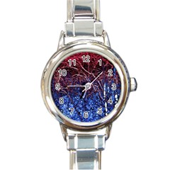 Autumn Fractal Forest Background Round Italian Charm Watch by Amaryn4rt