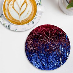 Autumn Fractal Forest Background Uv Print Round Tile Coaster by Amaryn4rt