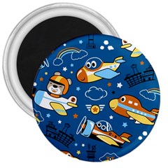 Seamless-pattern-with-nice-planes-cartoon 3  Magnets by Jancukart