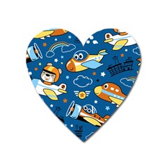 Seamless-pattern-with-nice-planes-cartoon Heart Magnet