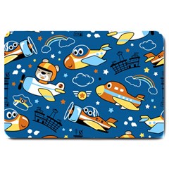 Seamless-pattern-with-nice-planes-cartoon Large Doormat 