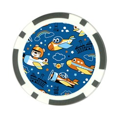 Seamless-pattern-with-nice-planes-cartoon Poker Chip Card Guard by Jancukart