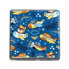 Seamless-pattern-with-nice-planes-cartoon Memory Card Reader (square 5 Slot)