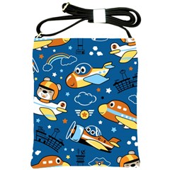 Seamless-pattern-with-nice-planes-cartoon Shoulder Sling Bag