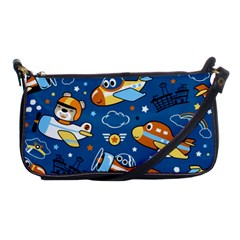 Seamless-pattern-with-nice-planes-cartoon Shoulder Clutch Bag