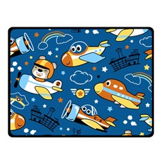 Seamless-pattern-with-nice-planes-cartoon Fleece Blanket (small) by Jancukart