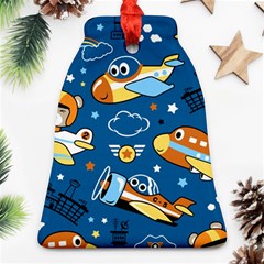 Seamless-pattern-with-nice-planes-cartoon Bell Ornament (two Sides)