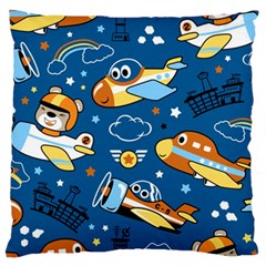 Seamless-pattern-with-nice-planes-cartoon Large Flano Cushion Case (two Sides)